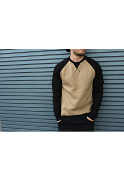 Свитшот HGLN утепленный бежевый с черными рукавами