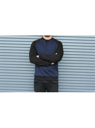 Свитшот HGLN утепленный синий с черными рукавами