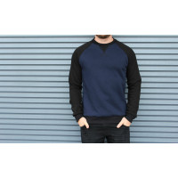 Свитшот HGLN утепленный синий с черными рукавами