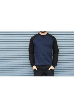 Свитшот HGLN утепленный синий с черными рукавами