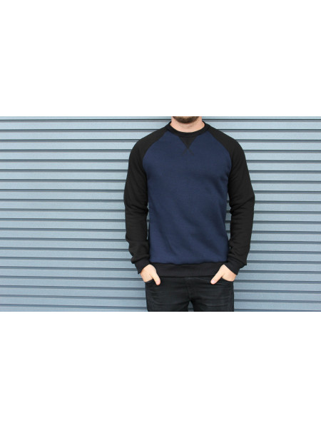 Свитшот HGLN утепленный синий с черными рукавами