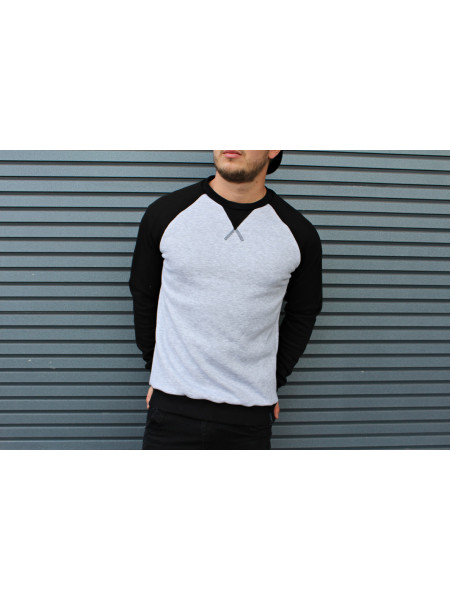 Свитшот HGLN утепленный серый с черными рукавами