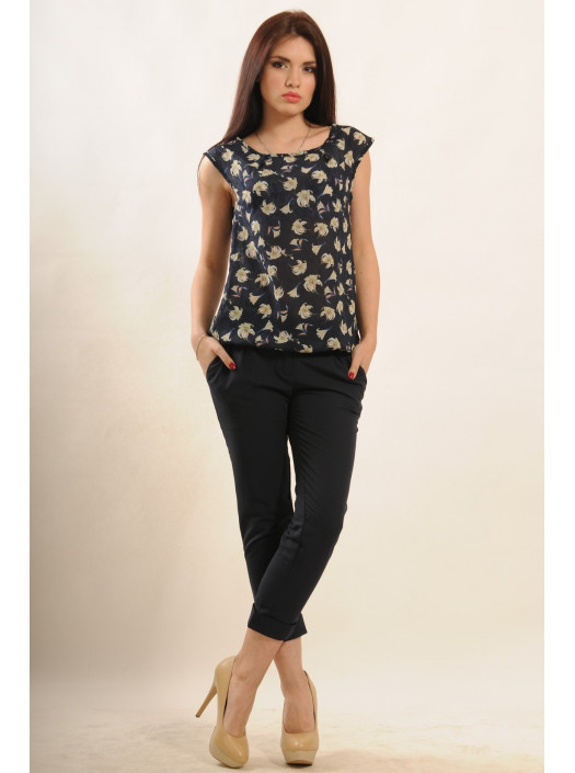 Блуза "Китти" БЛ 10.2-30/16синий цветы