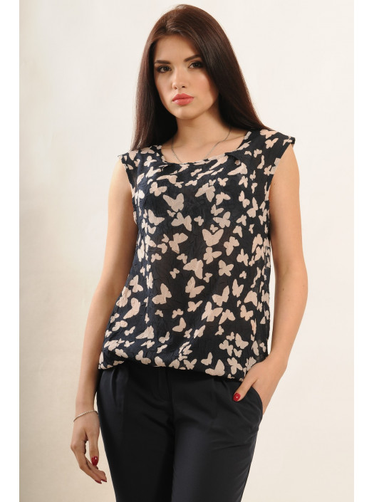 Блуза "Китти" БЛ 10.2-30/16синий бабочки