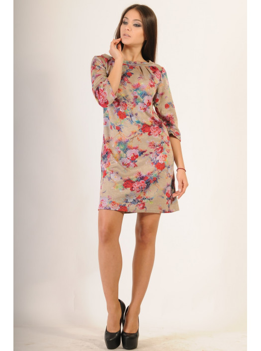 Платье "Волна" ПЛ 18.2-65/14беж принт