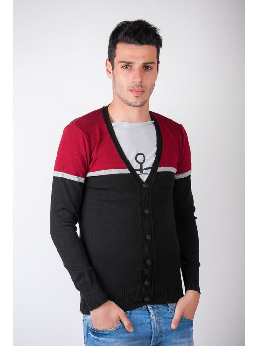 Кардиган Кофта №90F007_Бордово-черный