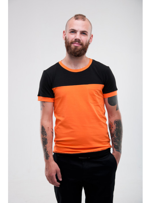Футболка Футболка 4727_Ярко-оранжевый/черный