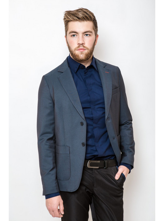 Пиджаки Пиджак 2414-1_Серо-синий