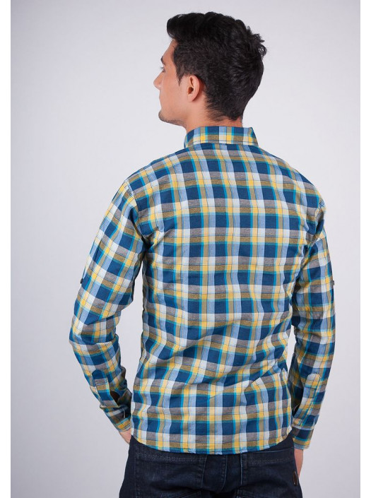 Рубашка Рубашка №94F004_Сине-желтый