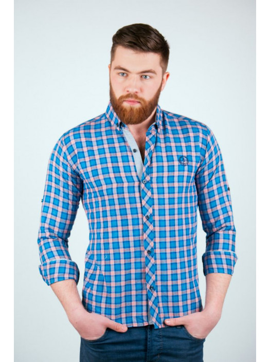 Рубашка Рубашка №94G028_Бирюзово-красный
