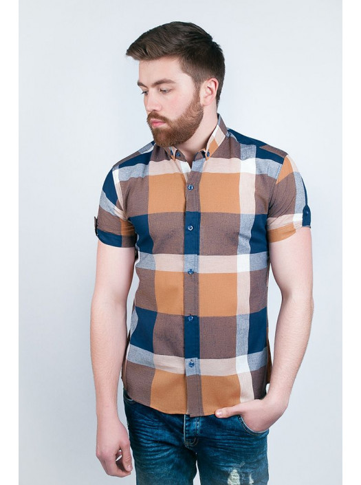 Рубашка Рубашка №94F043_Терракотово-синий