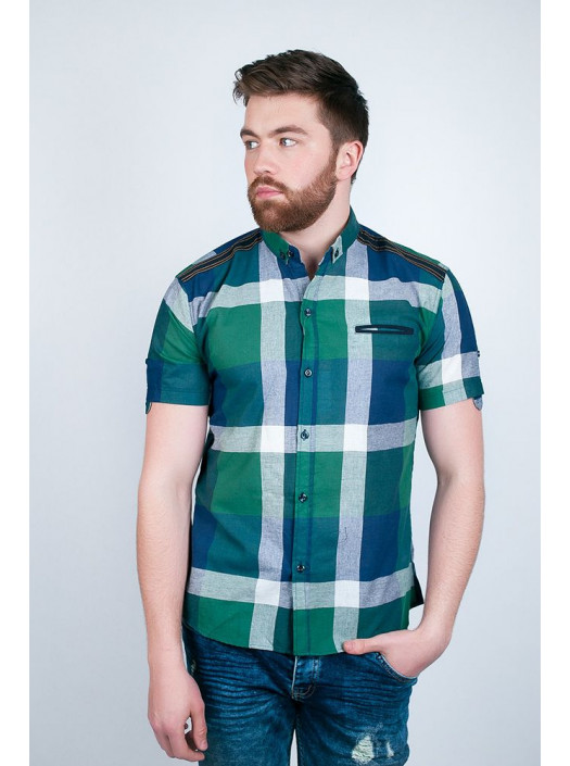 Рубашка Рубашка №94F044_Зелено-синий