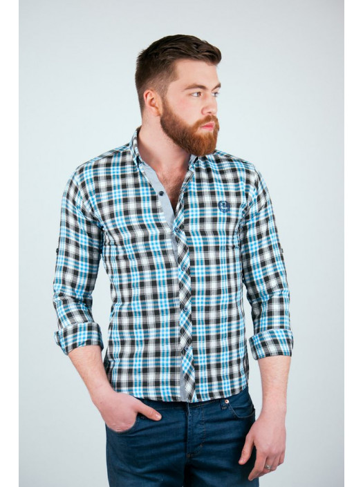 Рубашка Рубашка №94C038_Бело-голубой