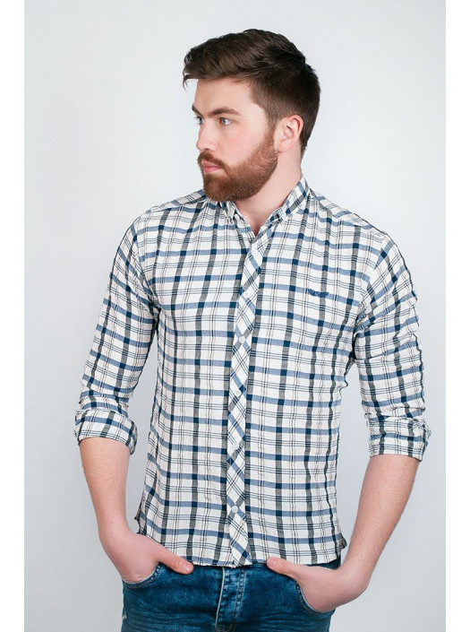 Рубашка Рубашка №94F047_Сине-молочный