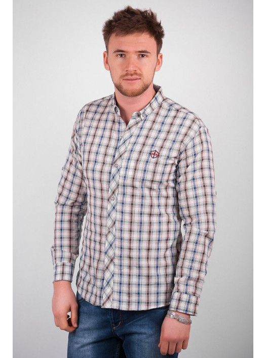 Рубашка Рубашка №94F015_Бежево-коричневый