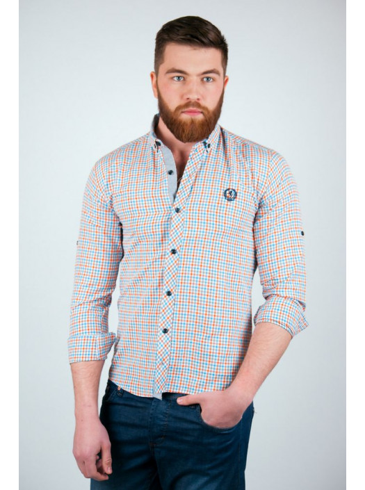 Рубашка Рубашка №94F032_Оранжево-голубой