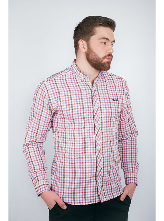 Рубашка Рубашка №94F055_Сиренево-красный