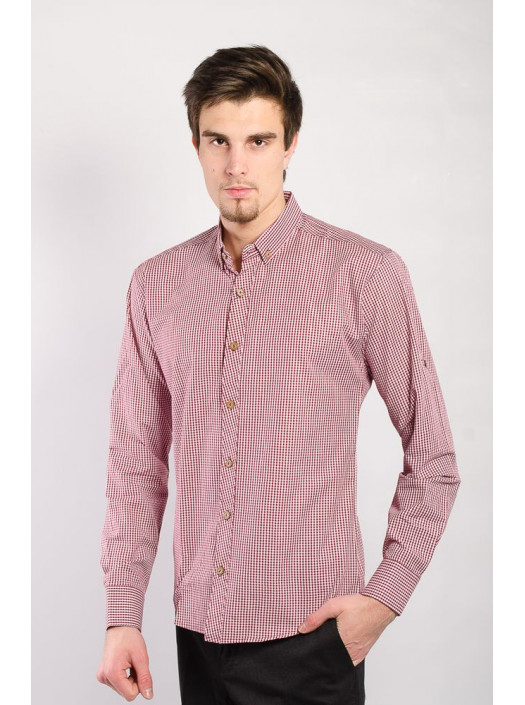 Рубашка Рубашка №46G040_Клетка бордово-белая
