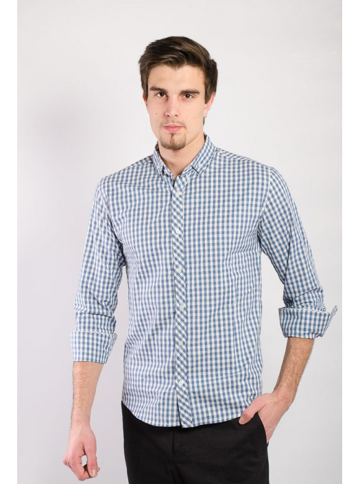 Рубашка Рубашка №46G040_Клетка молочно-голубая