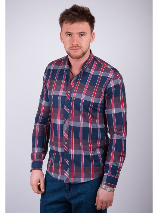 Рубашка Рубашка №101F004_Сине-красный