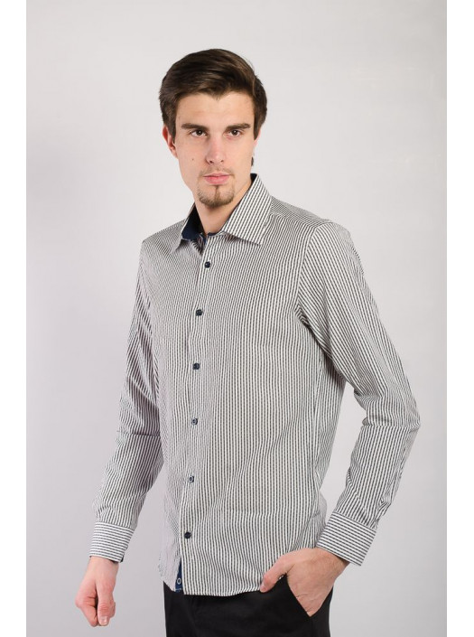Рубашка Рубашка №46F042_Полоса черно-белая