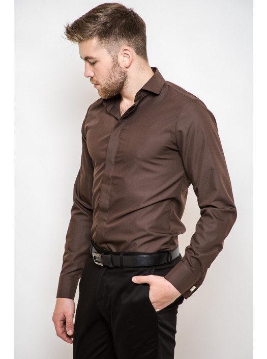 Рубашка Рубашка 3215_Темно-коричневый