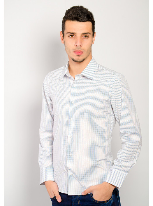 Рубашка Рубашка №74F001_Белый с черно-синей полоской