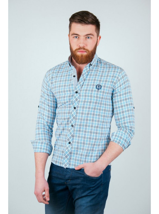 Рубашка Рубашка №94G027_Бело-голубой