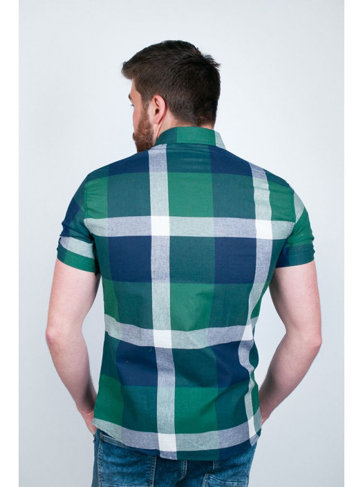 Рубашка Рубашка №94F043_Зелено-синий