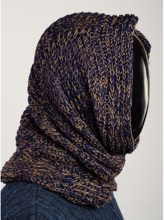 Шарф Хомут №87F008_Сине-коричневый