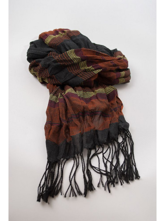 Шарф Шарф №19F002_Терракотово-оливковый