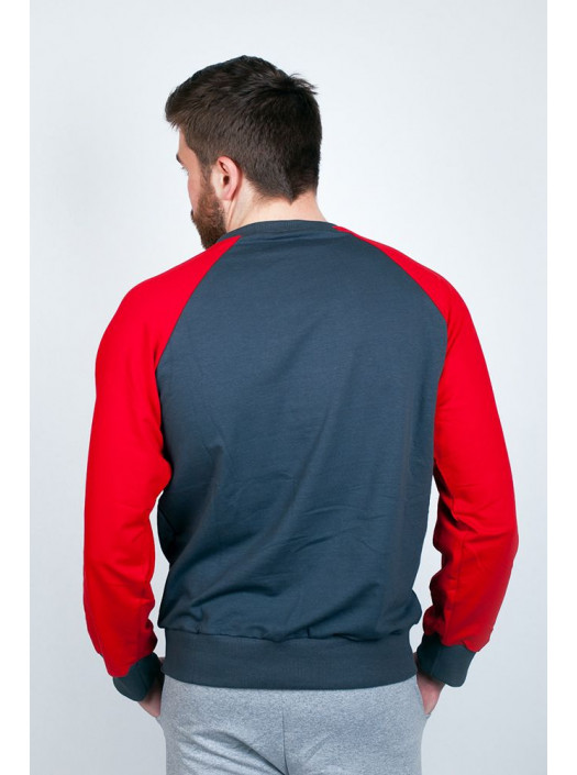 Свитшот Батник №85G007_Серо-красный