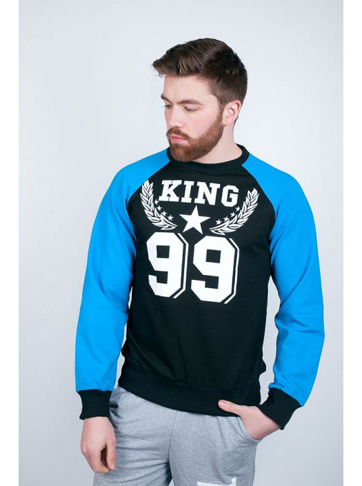 Свитшот Батник №85G007_Черно-голубой