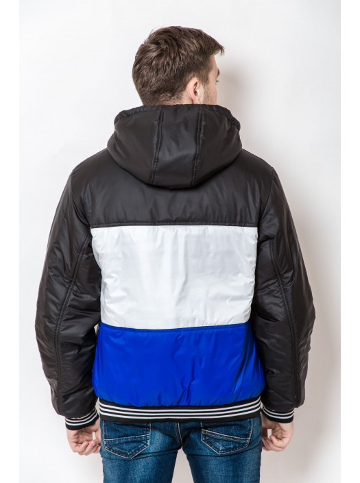 Зимняя куртка Куртка 2207_Черно-белый/синий